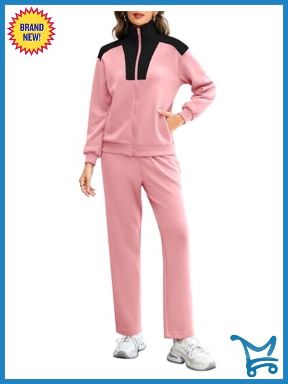 Womens 2 Piece Sweatsuit Set Zip Up Sweatshirt Wide Leg Sweatpants Lounge